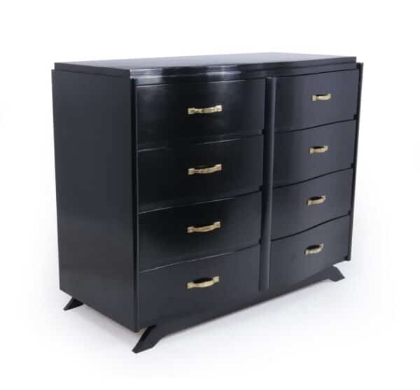 Art Deco Commode Chest of Drawers in Black Ebonised Lacquer - Image 6