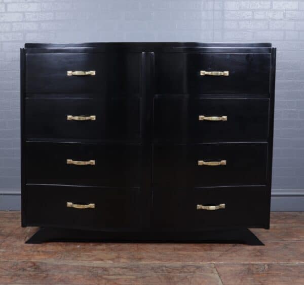 Art Deco Commode Chest of Drawers in Black Ebonised Lacquer Antique Chests 7