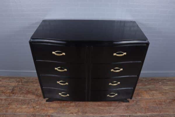 Art Deco Commode Chest of Drawers in Black Ebonised Lacquer Antique Chests 6