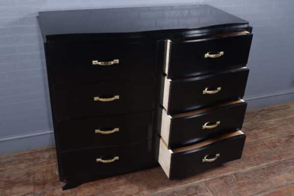 Art Deco Commode Chest of Drawers in Black Ebonised Lacquer Antique Chests 17