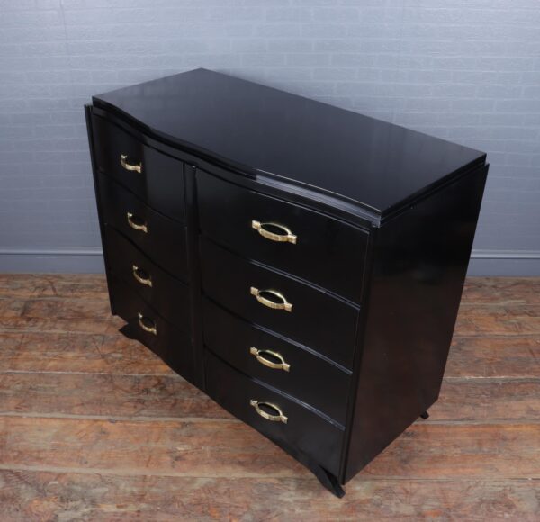 Art Deco Commode Chest of Drawers in Black Ebonised Lacquer Antique Chests 16