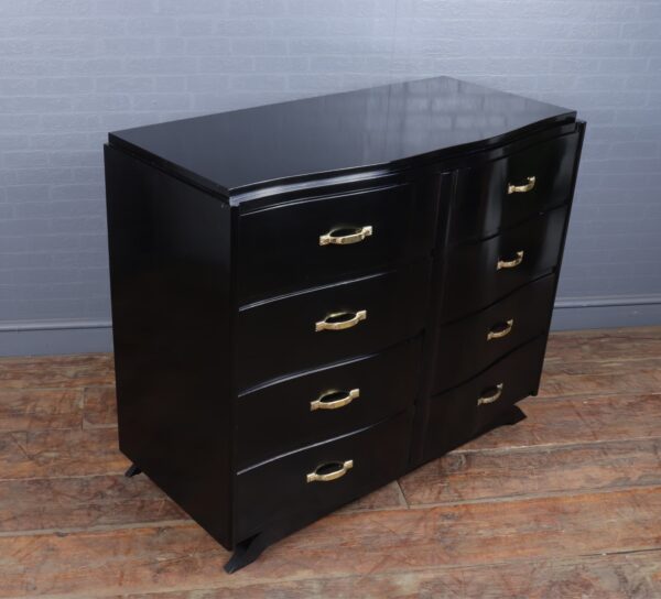 Art Deco Commode Chest of Drawers in Black Ebonised Lacquer Antique Chests 15