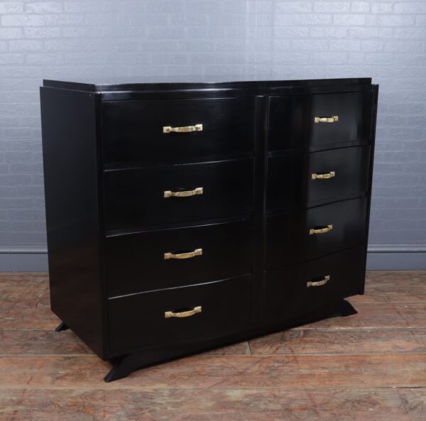 Art Deco Commode Chest of Drawers in Black Ebonised Lacquer - Image 9