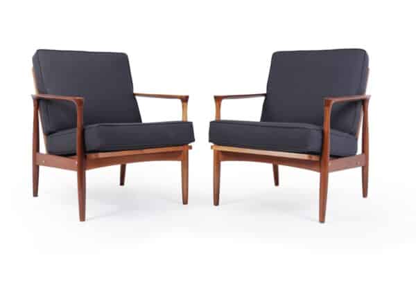Pair of Walnut Mid Century Danish Armchairs c1960 - Image 14