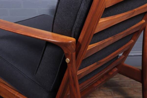 Pair of Walnut Mid Century Danish Armchairs c1960 - Image 9