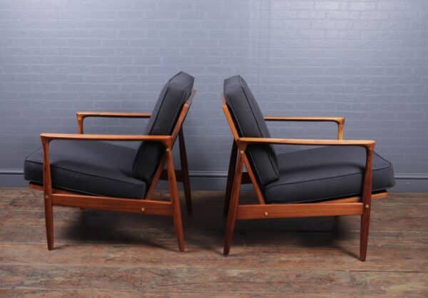 Pair of Walnut Mid Century Danish Armchairs c1960 - Image 7