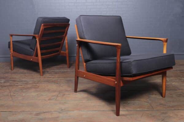 Pair of Walnut Mid Century Danish Armchairs c1960 - Image 5