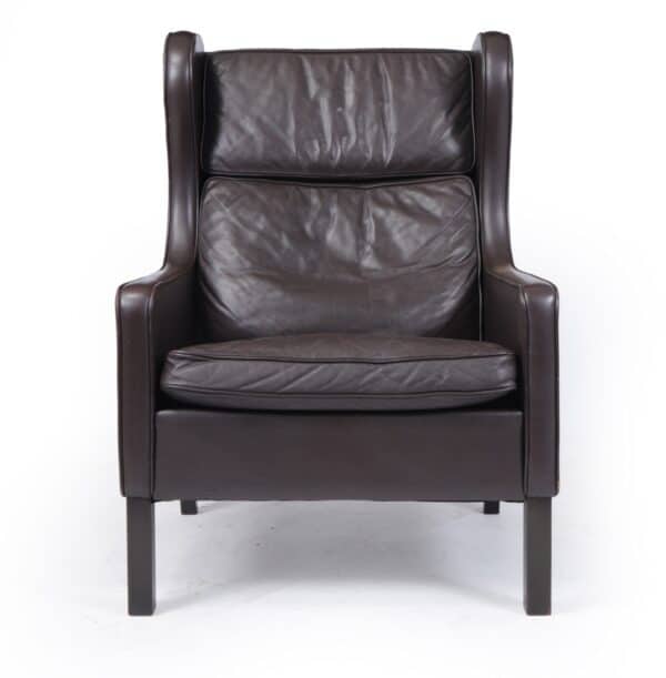 Mid Century Danish Leather Wing Chair c1960 - Image 2