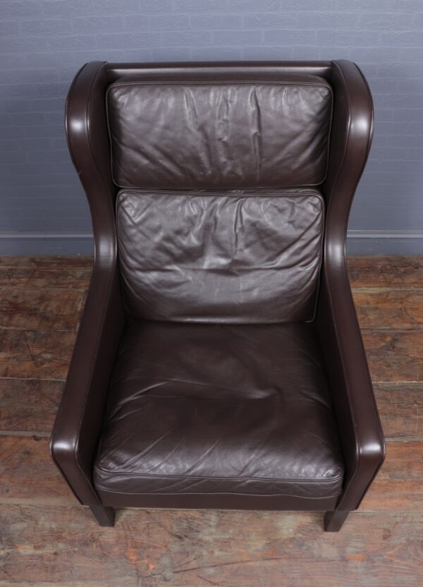 Mid Century Danish Leather Wing Chair c1960 - Image 12