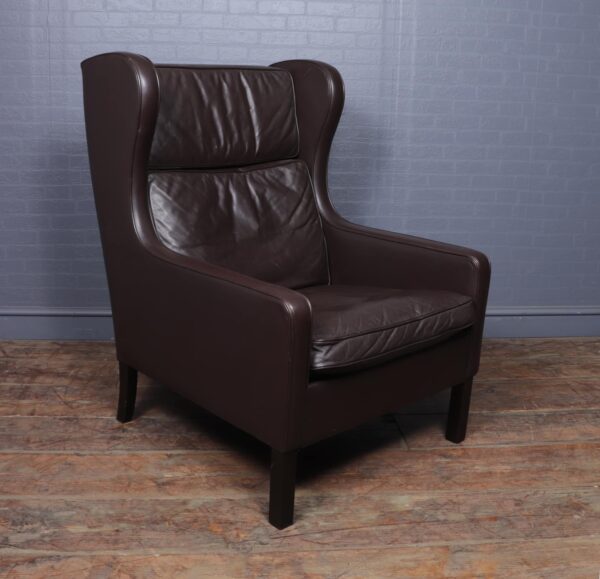 Mid Century Danish Leather Wing Chair c1960 - Image 11