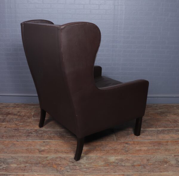 Mid Century Danish Leather Wing Chair c1960 - Image 10