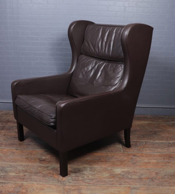Mid Century Danish Leather Wing Chair c1960 - Image 8