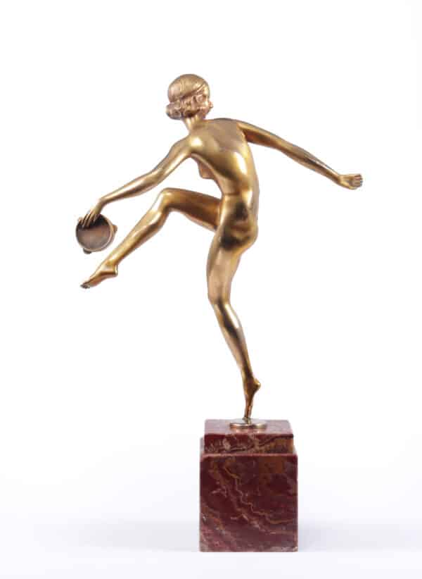 Art Deco Gilt Bronze Sculpture “Tamborine Dancer” by Feguays c1925 Miscellaneous 10