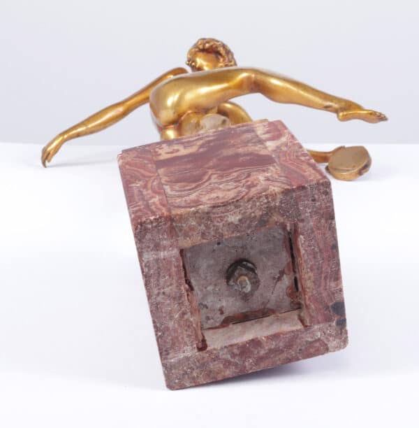 Art Deco Gilt Bronze Sculpture “Tamborine Dancer” by Feguays c1925 - Image 16