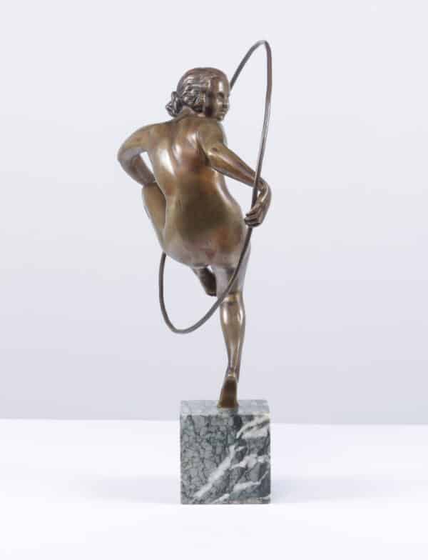 Art Deco Bronze Sculpture Hoop Dancer by A Bouraine c1920 Antique Art 16