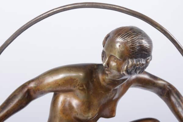Art Deco Bronze Sculpture Hoop Dancer by A Bouraine c1920 Antique Art 13