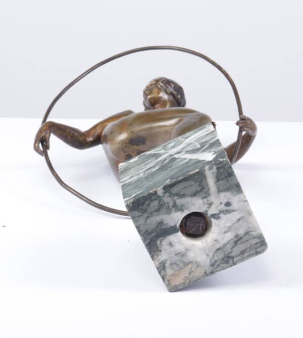 Art Deco Bronze Sculpture Hoop Dancer by A Bouraine c1920 - Image 8