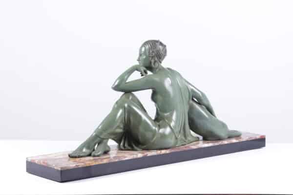 Art Deco Sculpture lady and Panther by Armand Godard c 1930 - Image 7