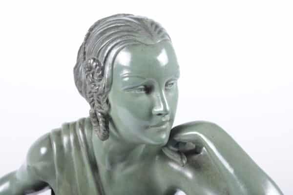Art Deco Sculpture lady and Panther by Armand Godard c 1930 - Image 2