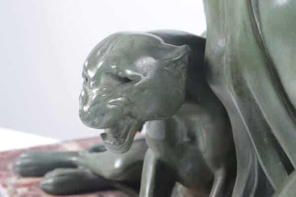 Art Deco Sculpture lady and Panther by Armand Godard c 1930 - Image 14