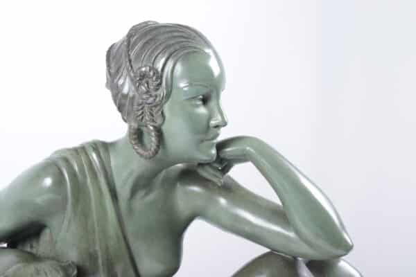 Art Deco Sculpture lady and Panther by Armand Godard c 1930 - Image 13