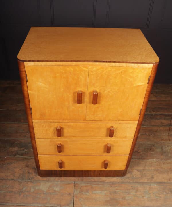 Art Deco Tall Boy in Birds Eye Maple Antique Cupboards 7