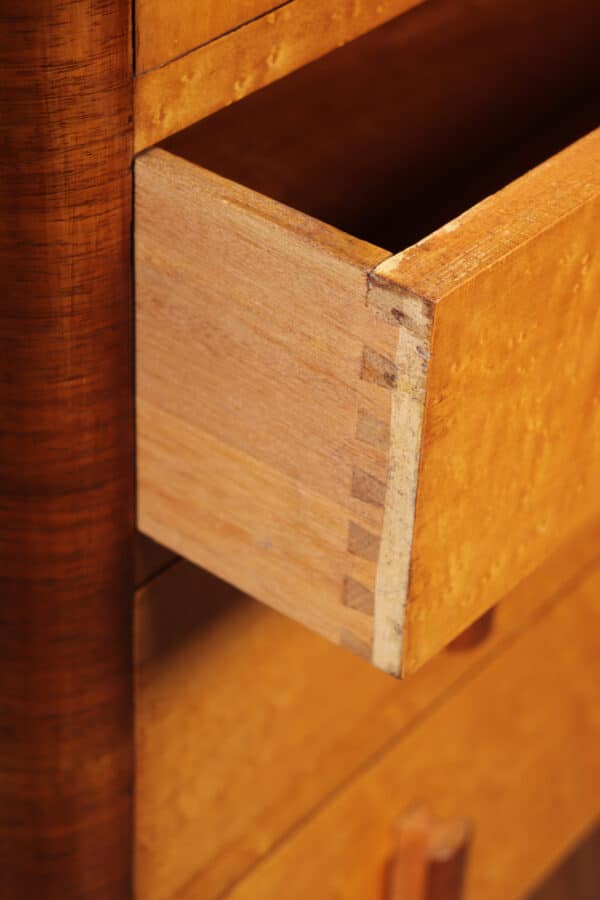 Art Deco Tall Boy in Birds Eye Maple - Image 14