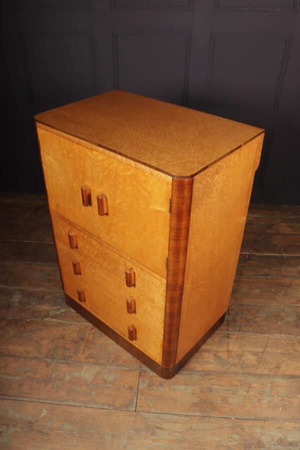 Art Deco Tall Boy in Birds Eye Maple - Image 11