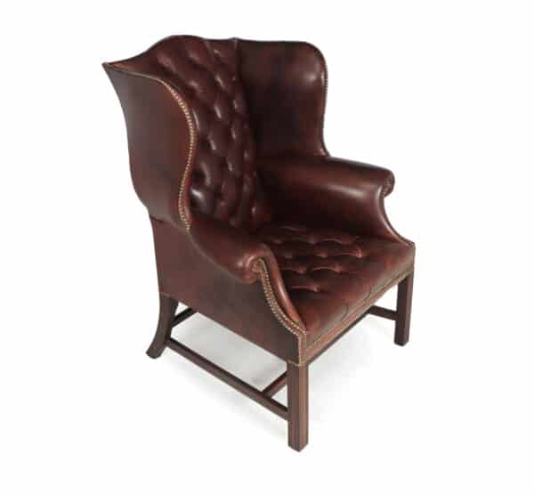Georgian Style Buttoned Leather Wing Chair - Image 14
