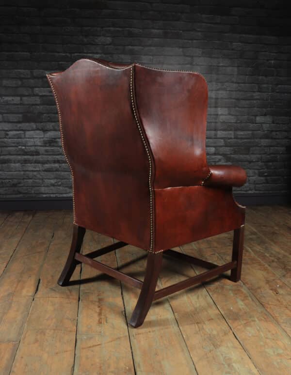 Georgian Style Buttoned Leather Wing Chair Antique Chairs 12
