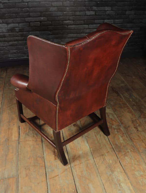 Georgian Style Buttoned Leather Wing Chair Antique Chairs 10