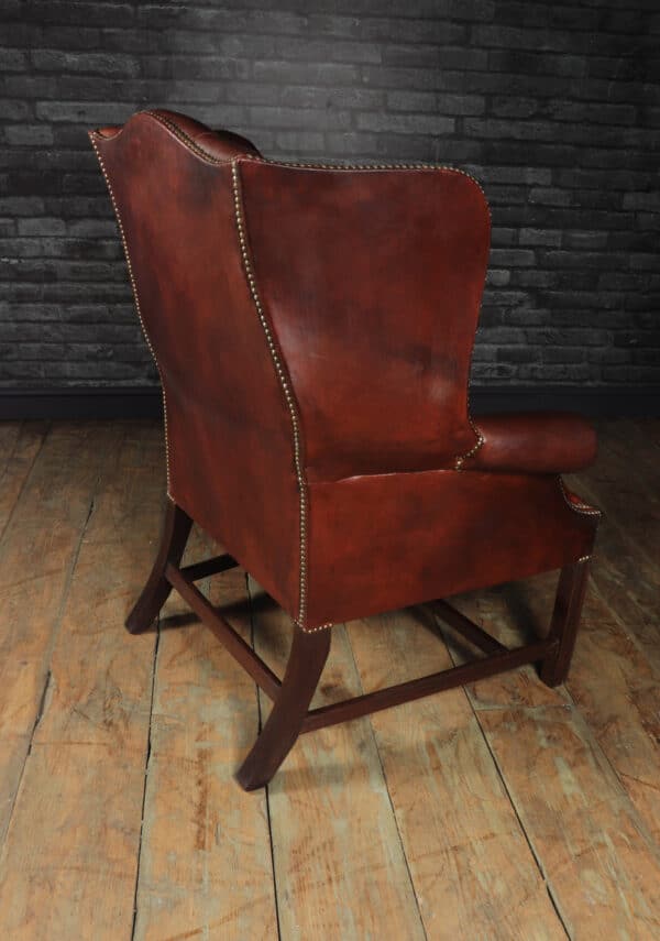 Georgian Style Buttoned Leather Wing Chair Antique Chairs 9