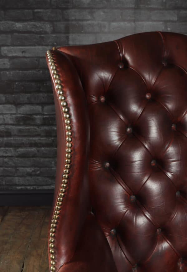 Georgian Style Buttoned Leather Wing Chair Antique Chairs 8