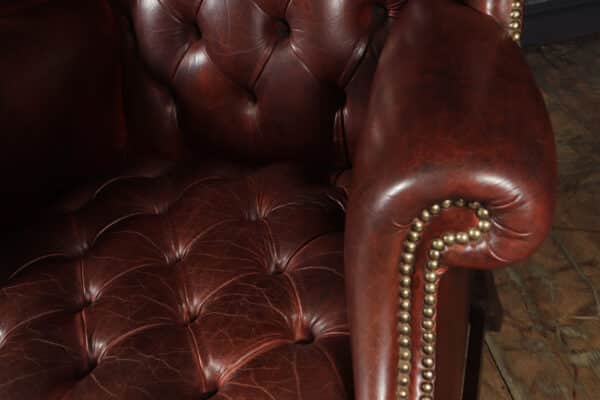 Georgian Style Buttoned Leather Wing Chair - Image 4