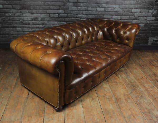 English Leather Chesterfield with Buttoned Seat Antique Sofas 8