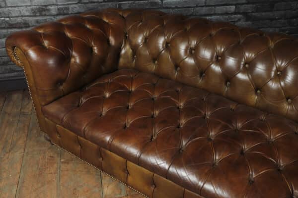 English Leather Chesterfield with Buttoned Seat Antique Sofas 12