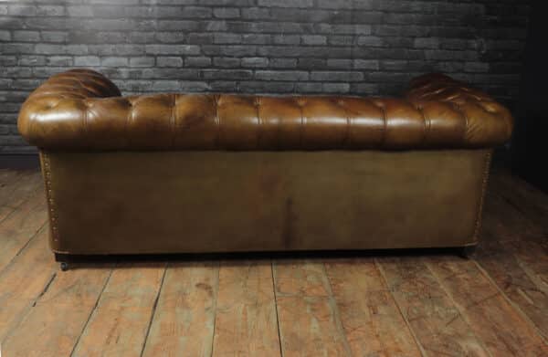 English Leather Chesterfield with Buttoned Seat Antique Sofas 13