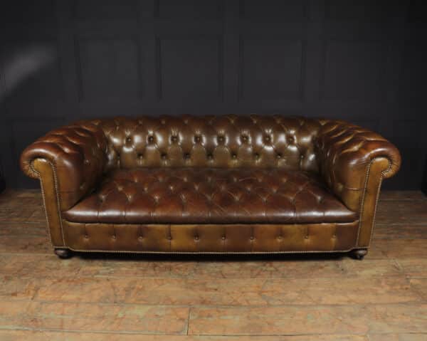 English Leather Chesterfield with Buttoned Seat Antique Sofas 14