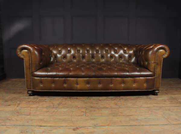 English Leather Chesterfield with Buttoned Seat Antique Sofas 15
