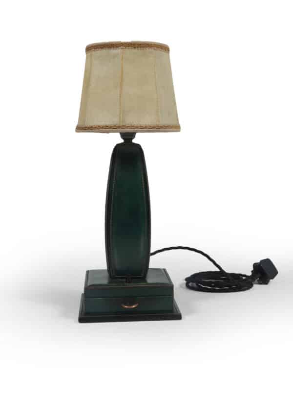 Stitched Leather Table Lamp by Jacques Adnet France 1950 - Image 2