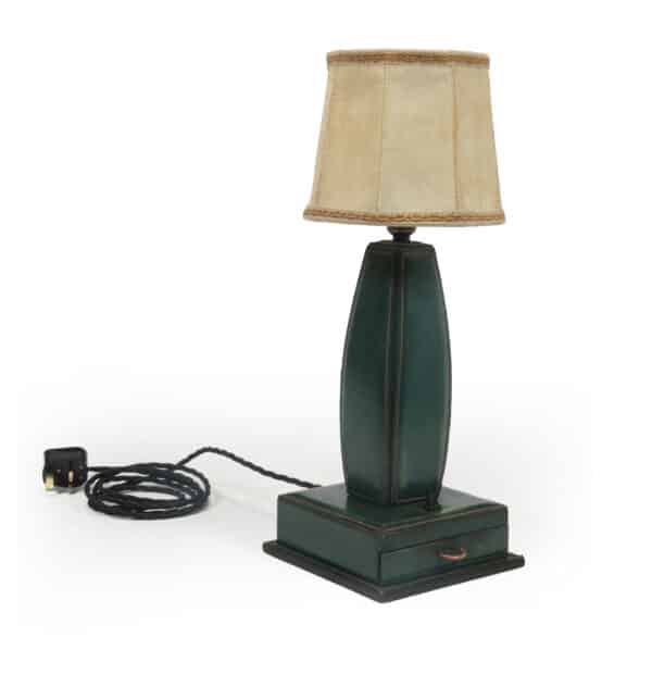 Stitched Leather Table Lamp by Jacques Adnet France 1950 - Image 3