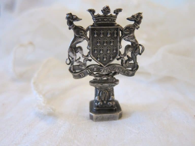 c.1899 Antique French Coat of Arms Seal "J G"