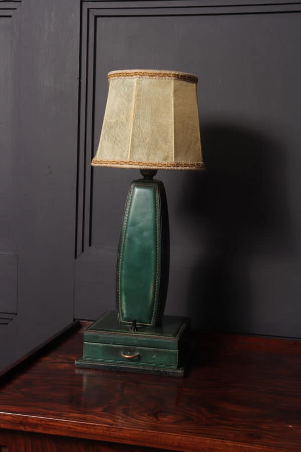 Stitched Leather Table Lamp by Jacques Adnet France 1950 - Image 4