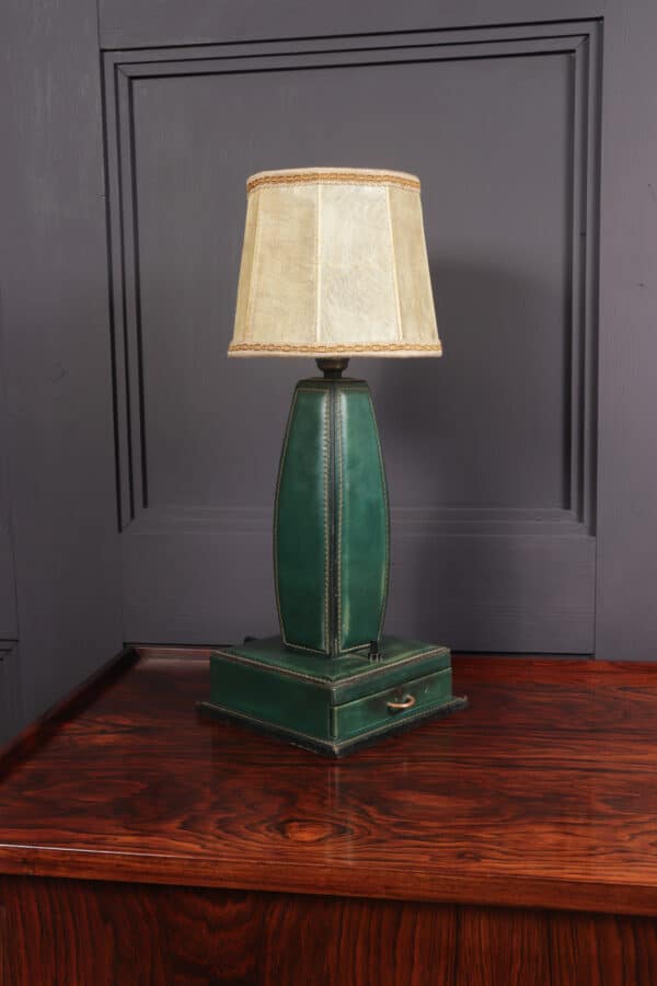 Stitched Leather Table Lamp by Jacques Adnet France 1950 - Image 7