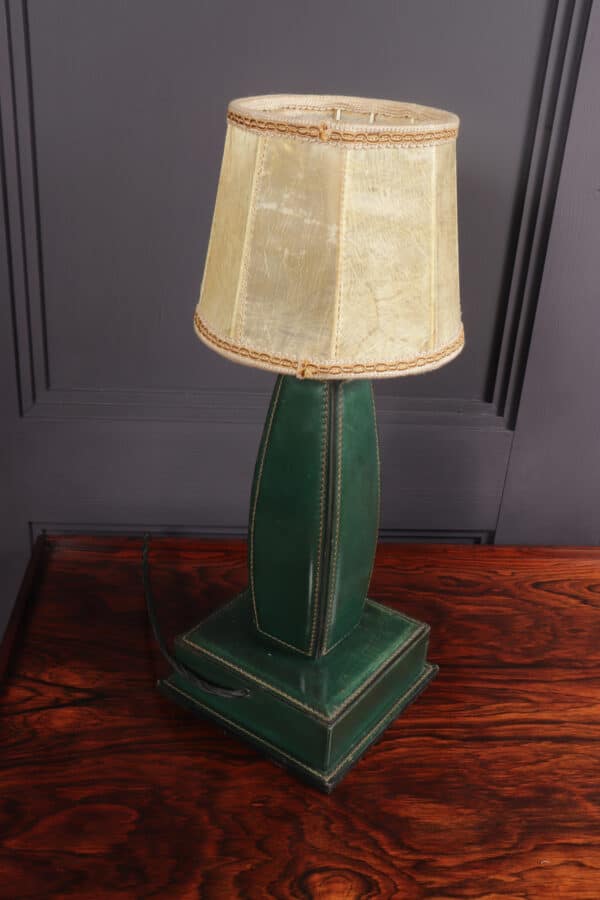 Stitched Leather Table Lamp by Jacques Adnet France 1950 - Image 10
