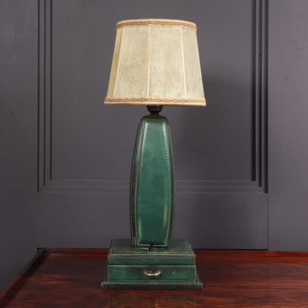 Stitched Leather Table Lamp by Jacques Adnet France 1950 - Image 12