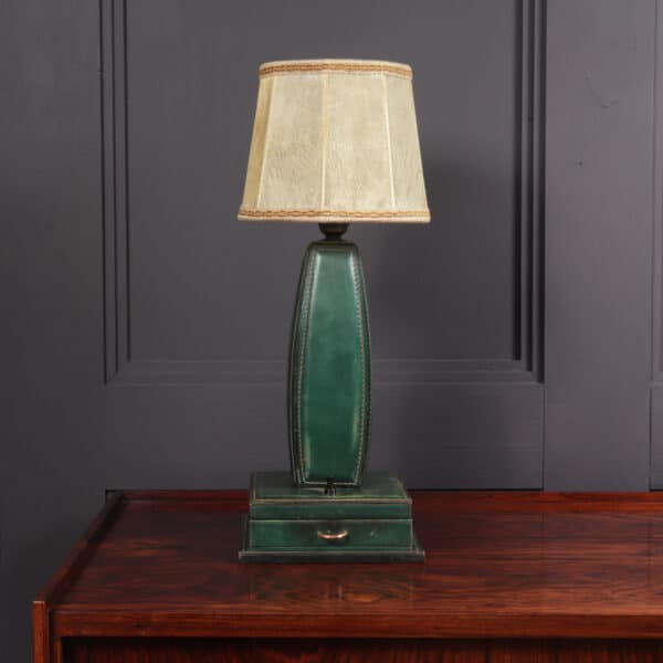 Stitched Leather Table Lamp by Jacques Adnet France 1950 - Image 13