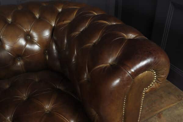 Pair of Brown Leather Chesterfield Club Chairs Antique Chairs 15