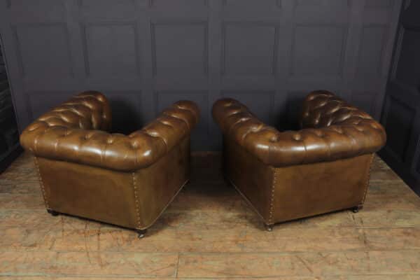 Pair of Brown Leather Chesterfield Club Chairs - Image 10