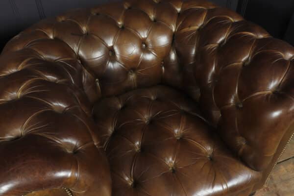 Pair of Brown Leather Chesterfield Club Chairs Antique Chairs 10